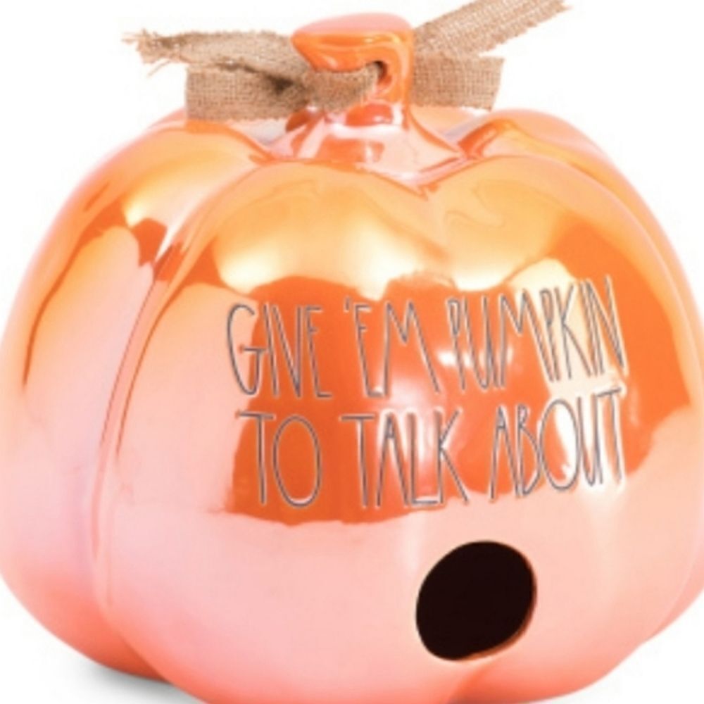 RAE DUNN "Give em pumpkin to talk about" PUMPKIN LUSTER BIRDHOUSE DECOR